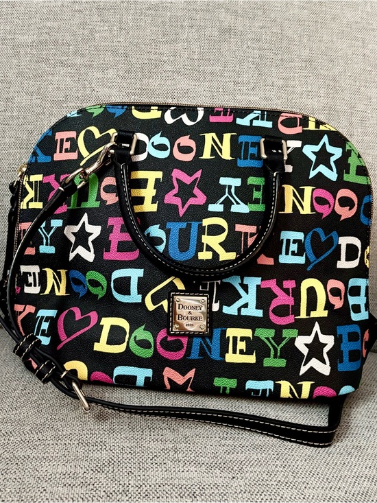 Dooney & Bourke Handbags - Dooney & Bourke Black Multicolor Zip Zip Satchel Handbag